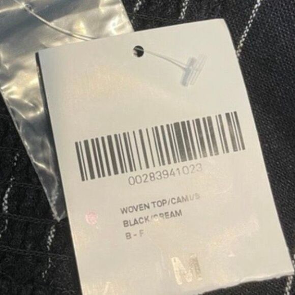 Forever 21 Linen Pinstripe Camisole Top Black White Button Front M - Picture 5 of 5